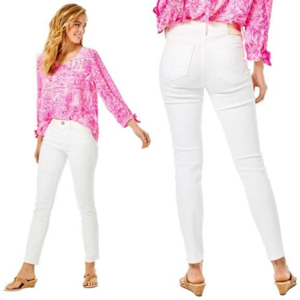Lilly Pulitzer White South Ocean High-Rise Skinny Jeans NWT Size 12 NWT